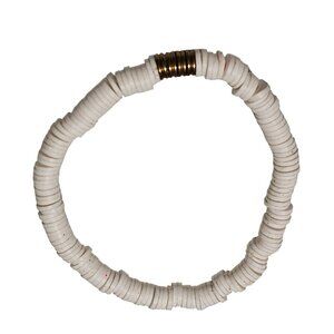 Boho Beach Core White Heishi Bead Stretch Bracelet Surfer Summer Fashion Jewelry